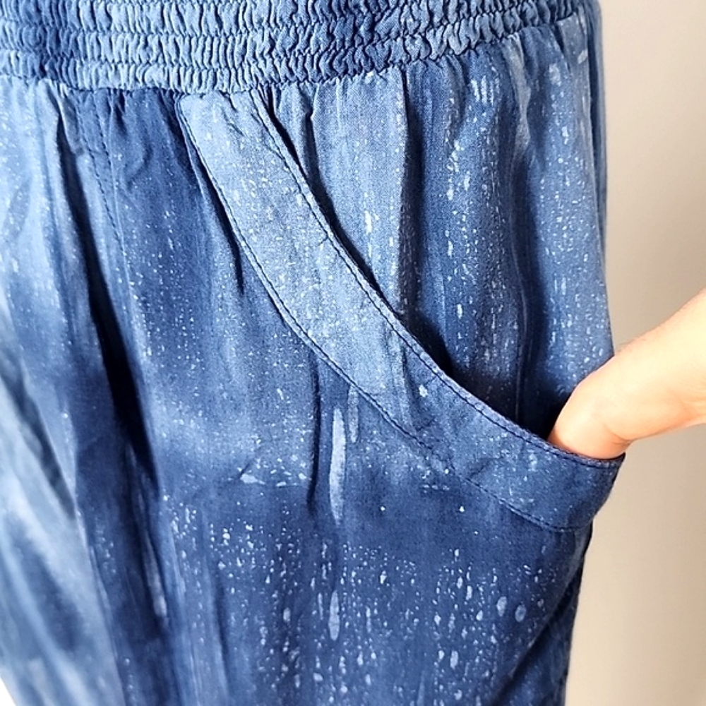 Khush Women Blue One Piece Jumpsuit Lightweight Flowy Tassles Elastic Waist Sz M - Picture 6 of 16